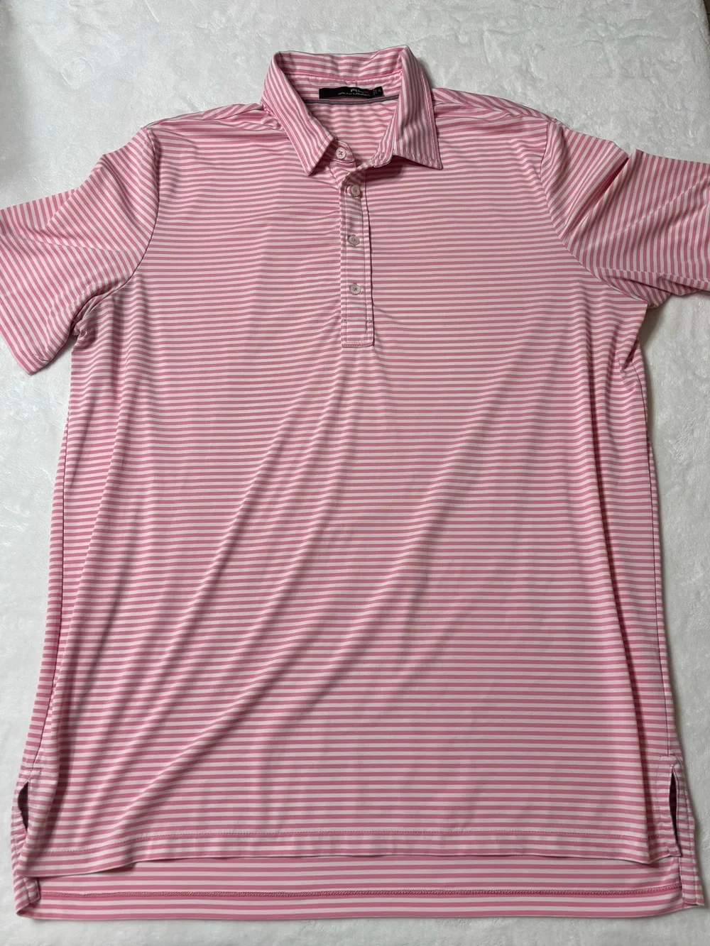 Ralph Lauren Men's Pink and White Striped Polo